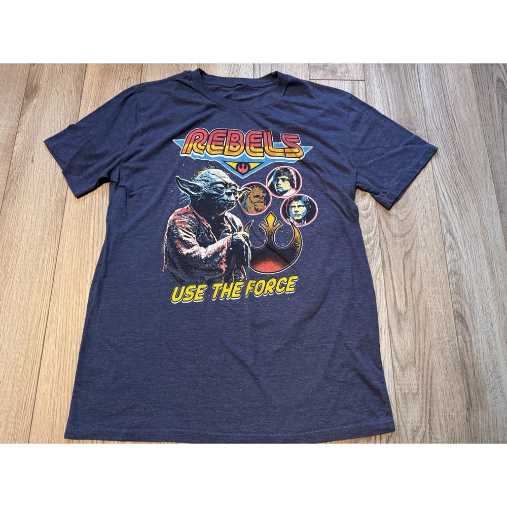 Star‎ Wars Rebels Yoda Use The Force Graphic T-Shirt Heather Navy Blue Mens M